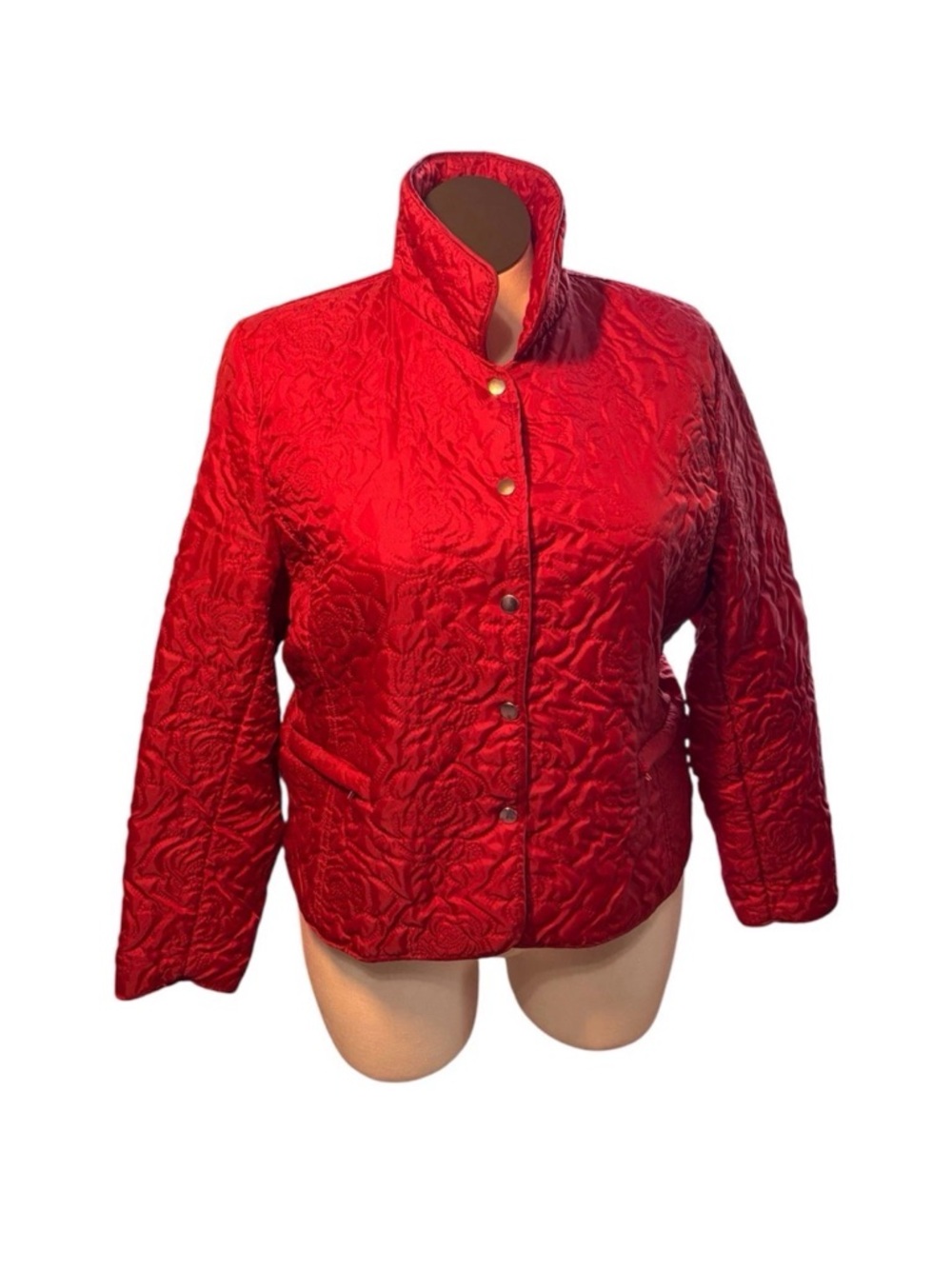 JG Hook Quilted Red Puffer Jacket with Collar